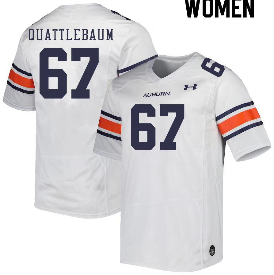 Women #67 Jacob Quattlebaum Auburn Tigers College Football Jerseys Stitched-White